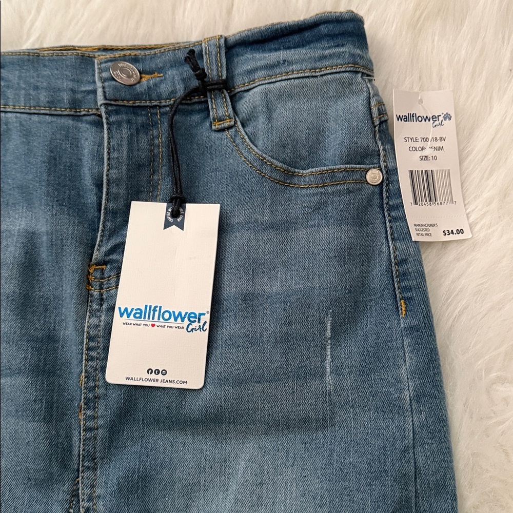 Wallflower Kids Blue Denim with adjustable straps Skirt - Picture 2 of 5